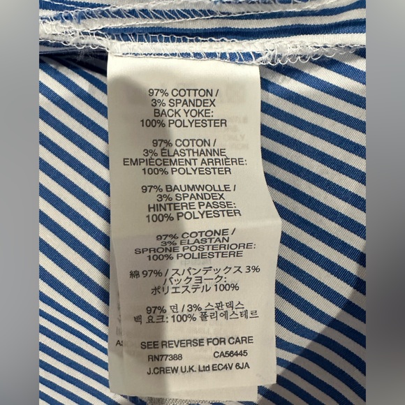 💜 J. Crew Blue & White Stripe Pleated Bib Pop Over Blouse 💜 - Picture 4 of 4